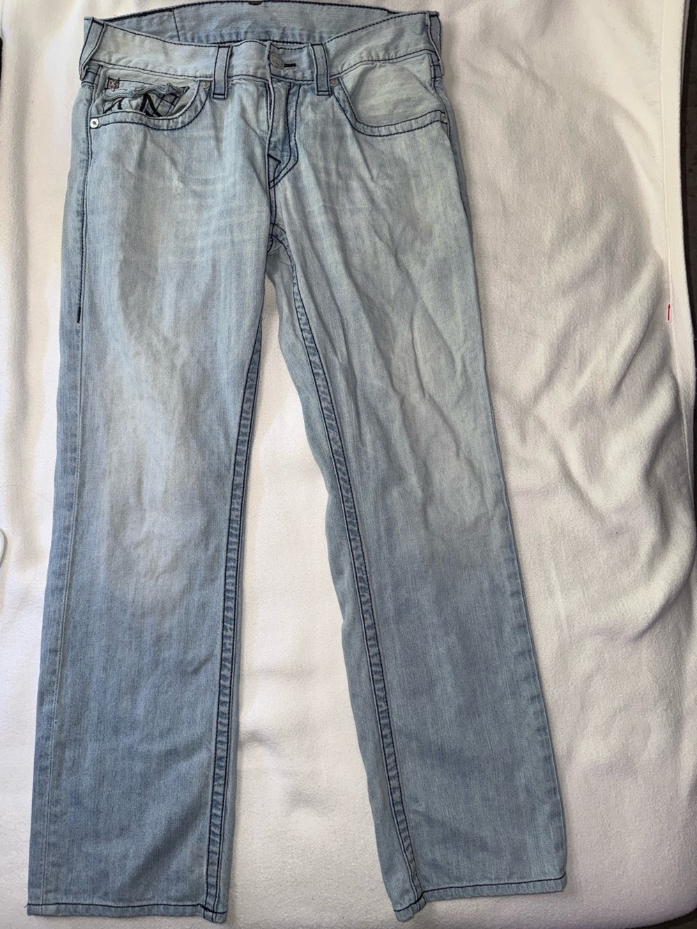 True Religion Light Blue Straight leg distressed Men’s Jeans